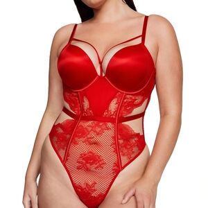 Victoria’s Secret Dream Angels Red Lace Teddy Bodysuit Medium NWT Sexy Lingerie